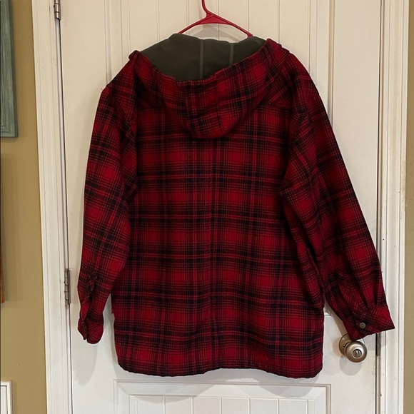 Dickies Legendary Red and Black XL Plaid Shirt Jacket with hood - Picture 6 of 6